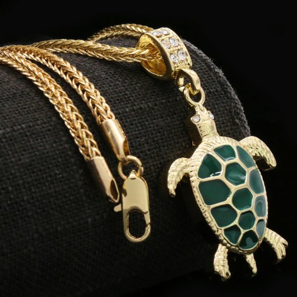 14k Gold Turtle 24" Franco Chain + Pendant